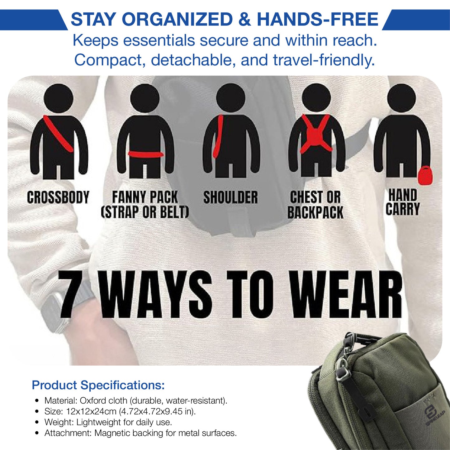 Spineleap® Magnetic Gym Crossbody Bag