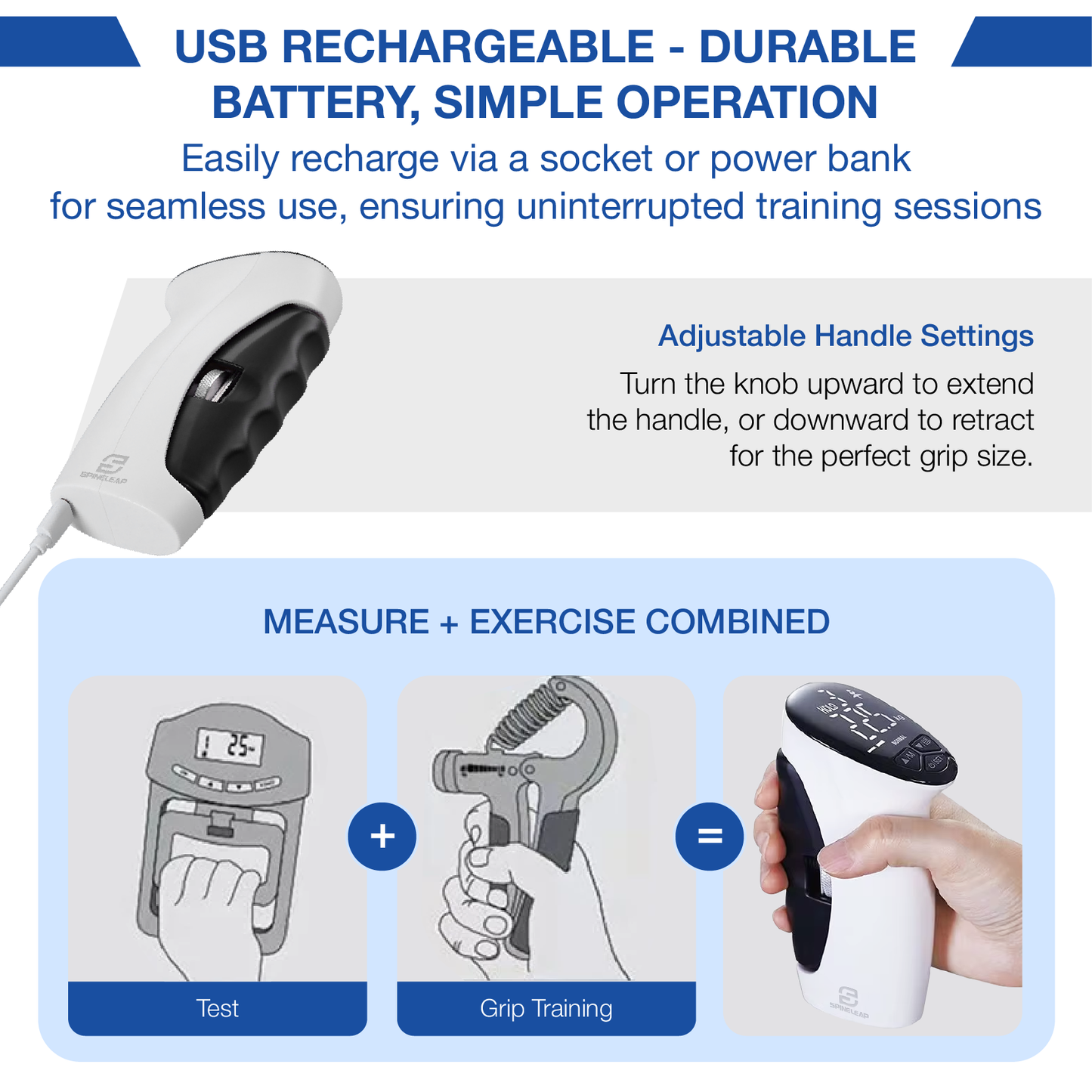 SpineLeap® PowerGrip Pro – Intelligenter digitaler Griffkrafttrainer und Reha-Gerät
