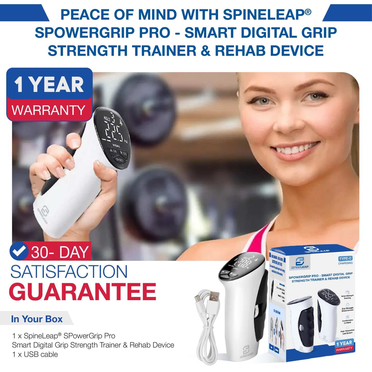 SpineLeap® PowerGrip Pro – Intelligenter digitaler Griffkrafttrainer und Reha-Gerät