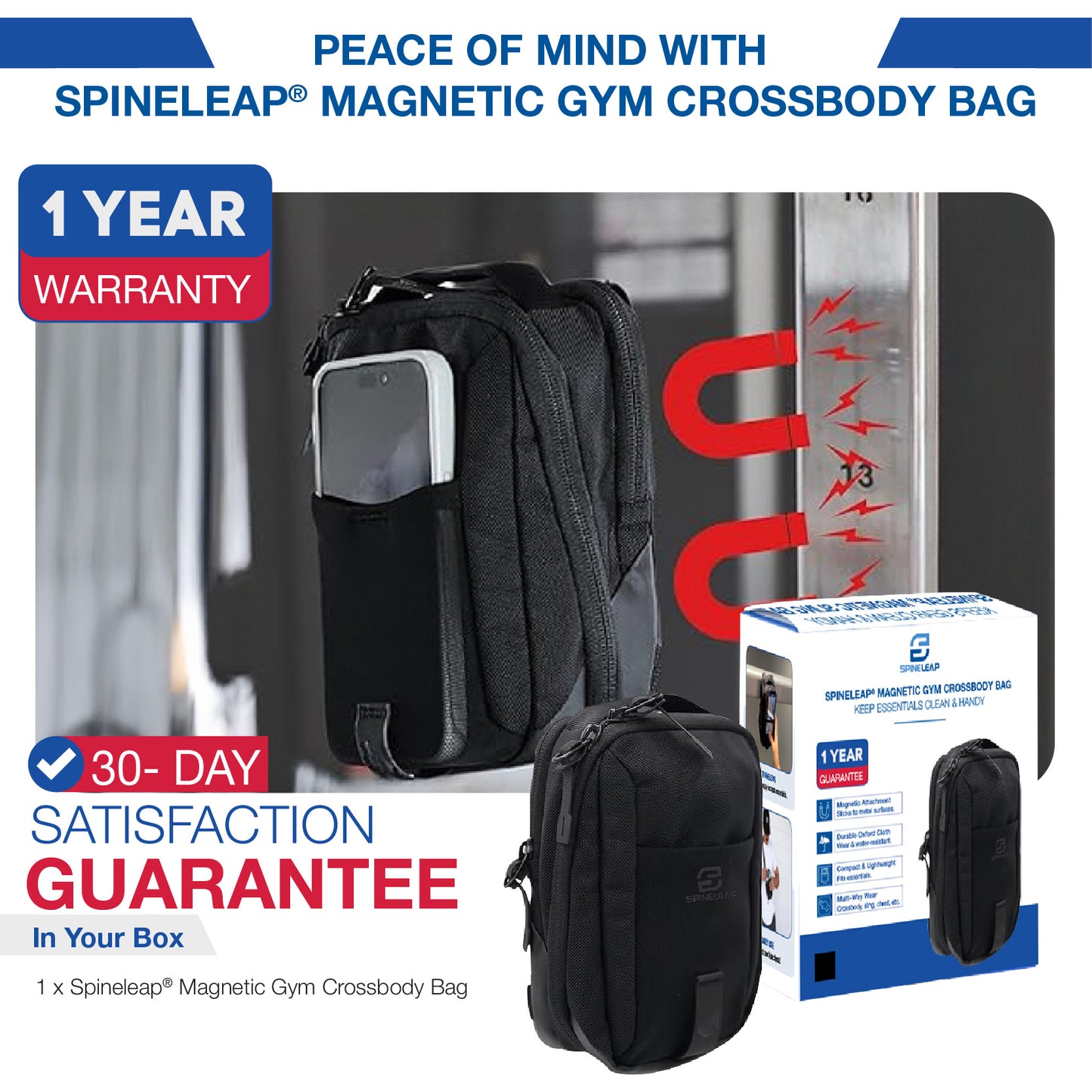 Spineleap® Magnetic Gym Crossbody Bag